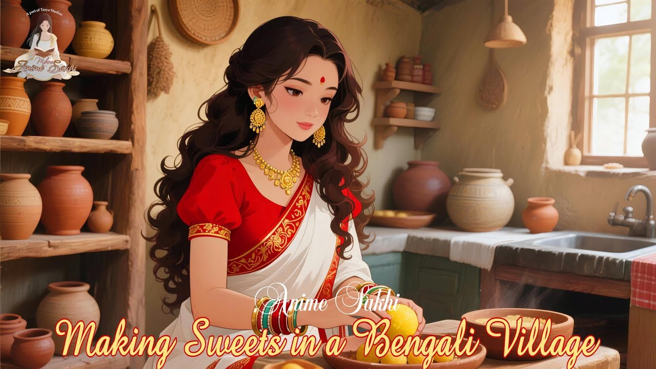Bengali Anime Cooking | ASMR | Bengali Sweets | Ghibli Studio style