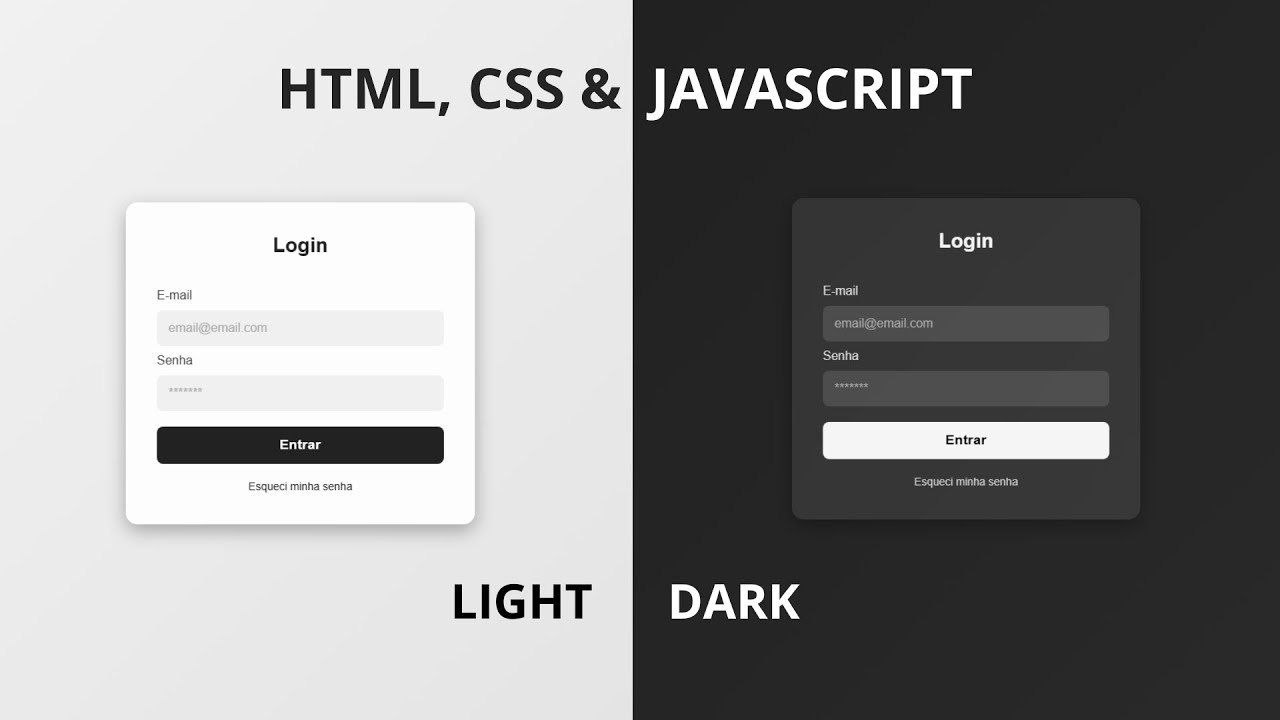 Tela de Login com HTML, CSS e JS — Dark & Light Mode