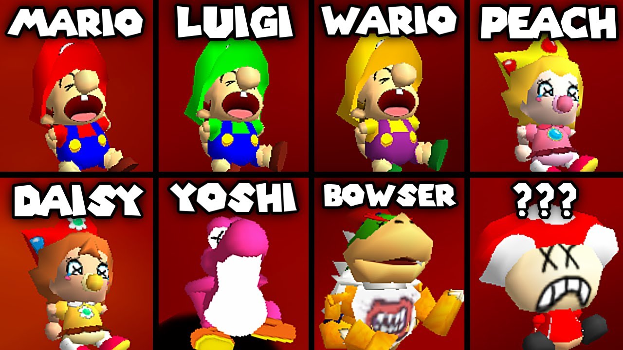 😂 Funniest Baby Characters Burning in Lava - Super Mario 64 PC Port