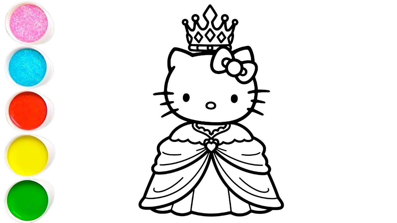 Cute princess Hello kitty drawing painting coloring for drawing painting coloring for kids