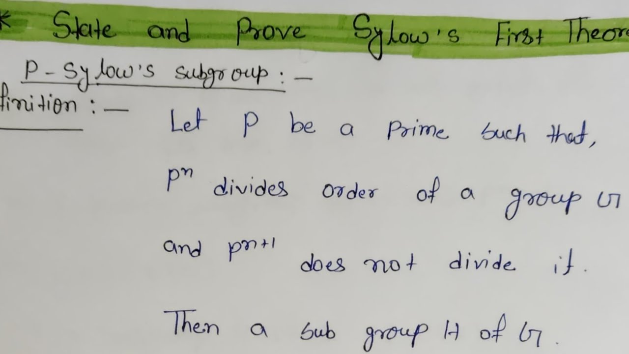 State and prove sylow's first Theorem | M.sc mathematics | University maths | semester -1 (CC-1) | ✅