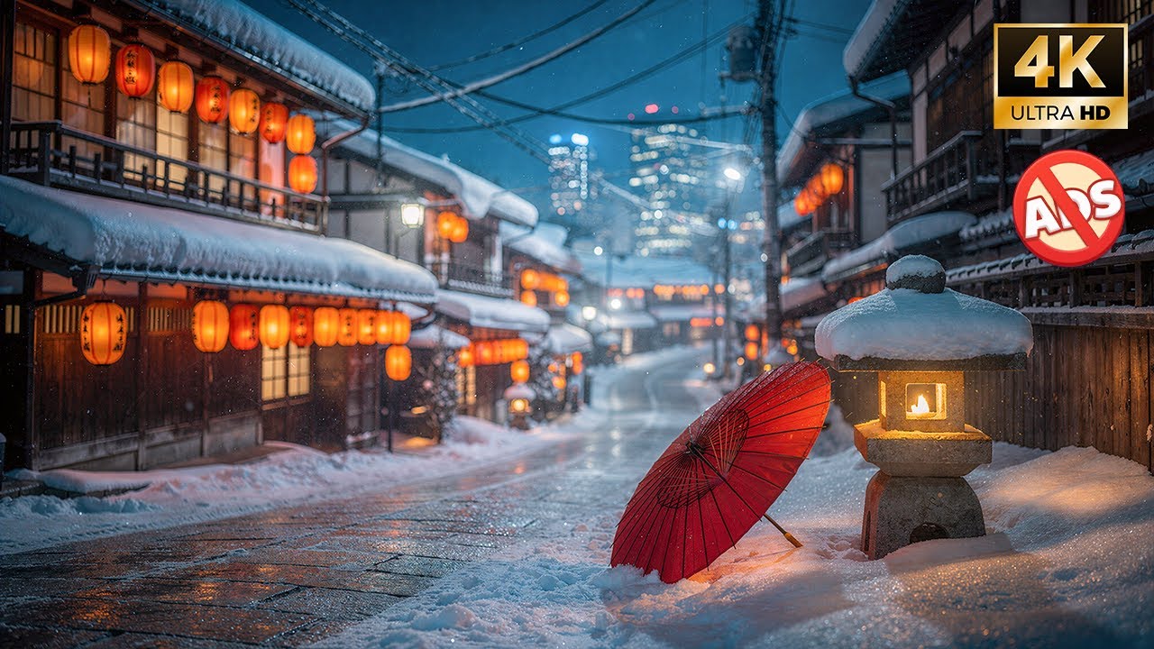 Lofi Cabin – Snowy Night in Old Kyoto | Winter Lofi Beats for Sleep & Study | 4K