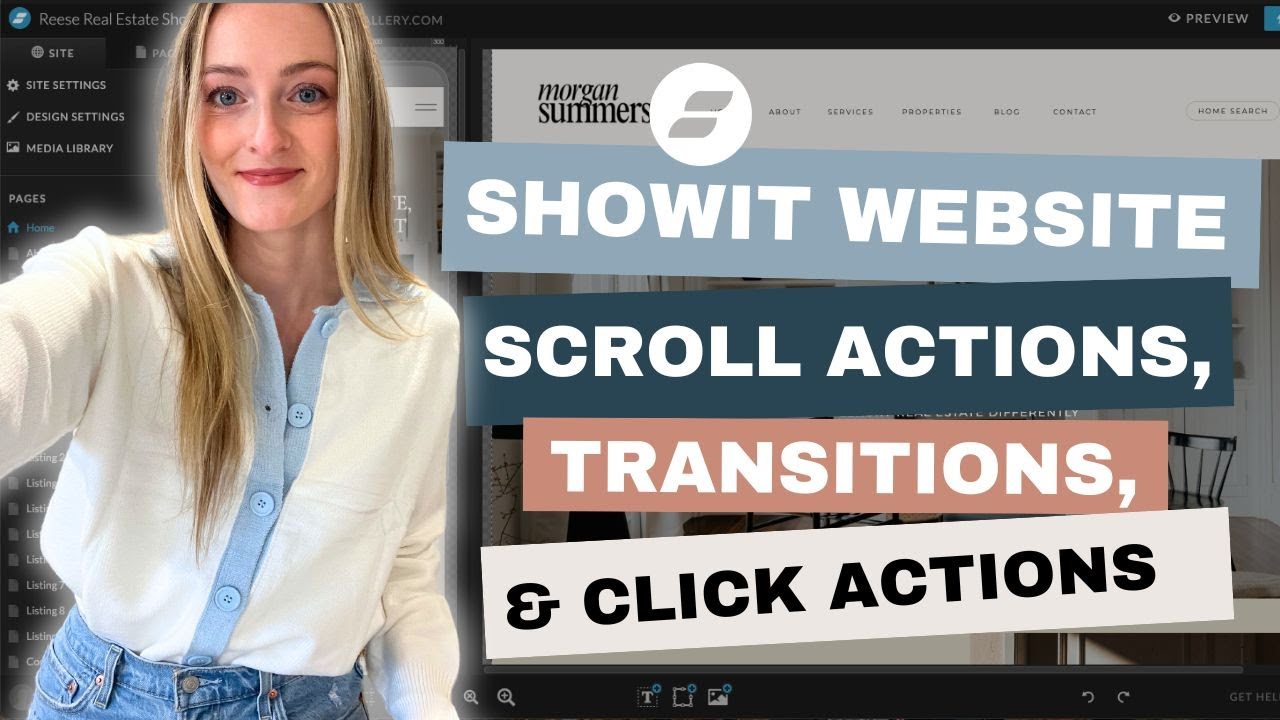How to Use Showit Website Scroll Actions, Transitions and Click Actions - Step by Step Tutorial