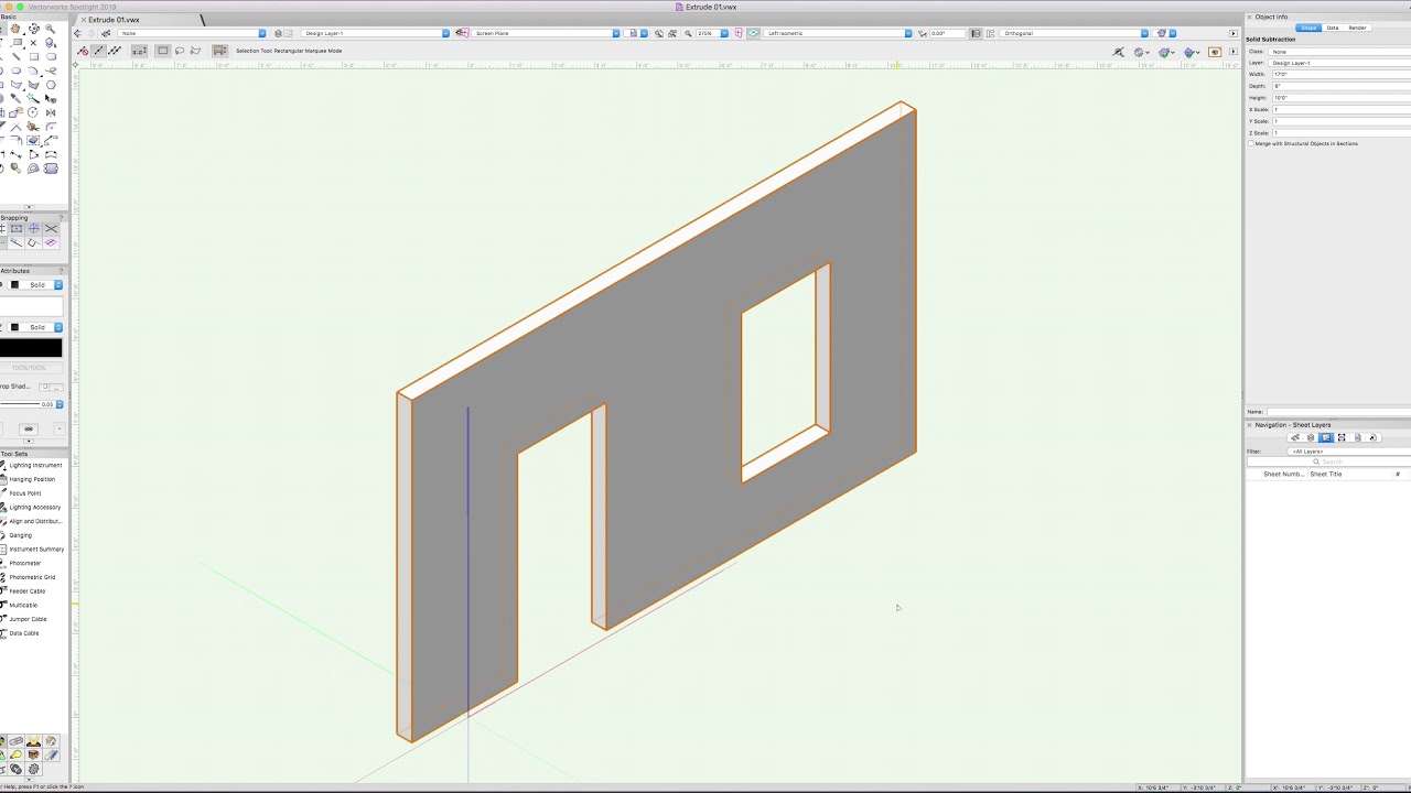 01 Vectorworks 3D 101 : Extrude