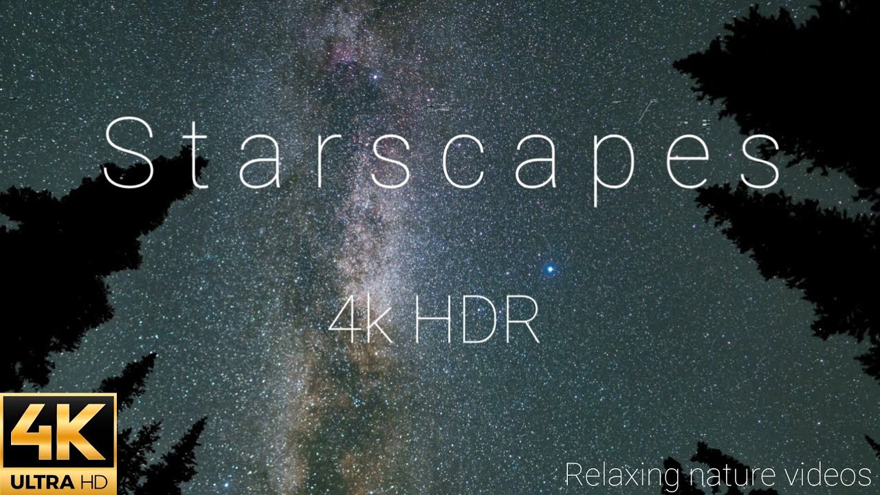 Starscapes 4k Starry sky . Zero light pollution night sky.  Relaxing film 4k hd deep sleep music.