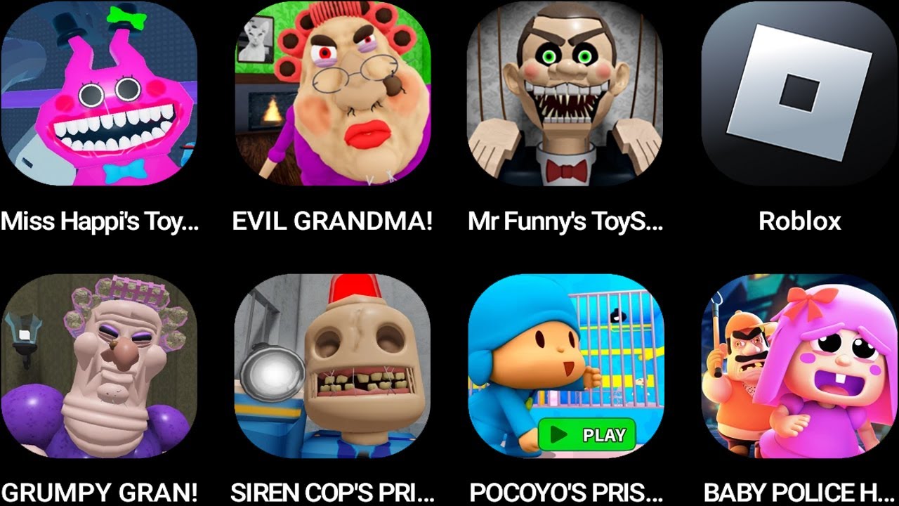 Miss Happi's Toyshop,EVIL GRANDMA,Mr Funny's ToyShop,Roblox,GRUMPY GRAN,SIREN COP'S PRISON...