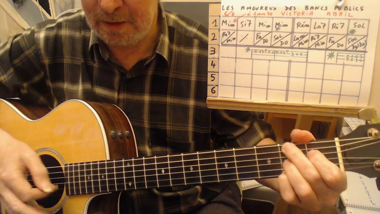 LES AMOUREUX QUI S BECOTTENT SUR LES BANCS .V. ABRIL / BRASSENS  //  ACCORDS GUIT/QSQS 2/CH 18 .
