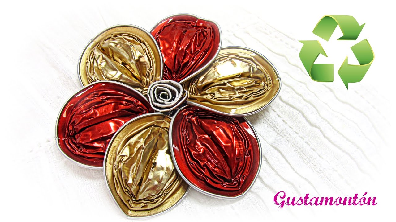 Como hacer un broche flor con capsulas. Capsules flower.