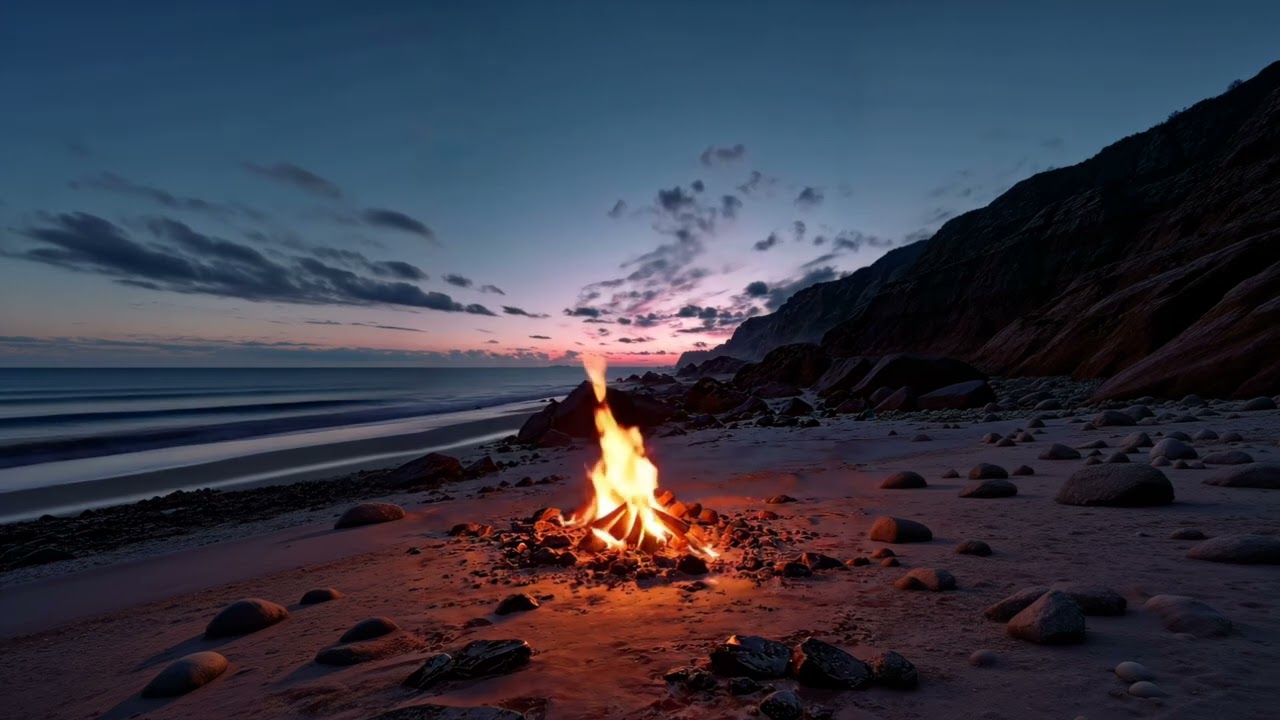 444 Hz Healing Frequency for Anxiety Relief || Ocean Campfire