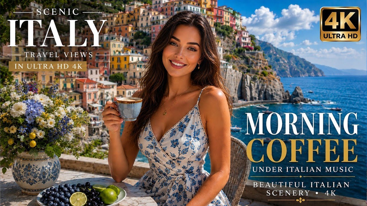 🎶 Italian Vibes & Mediterranean Music 🎶 2+ Hours Scenic Amalfi Coast & Lake Como Relaxation
