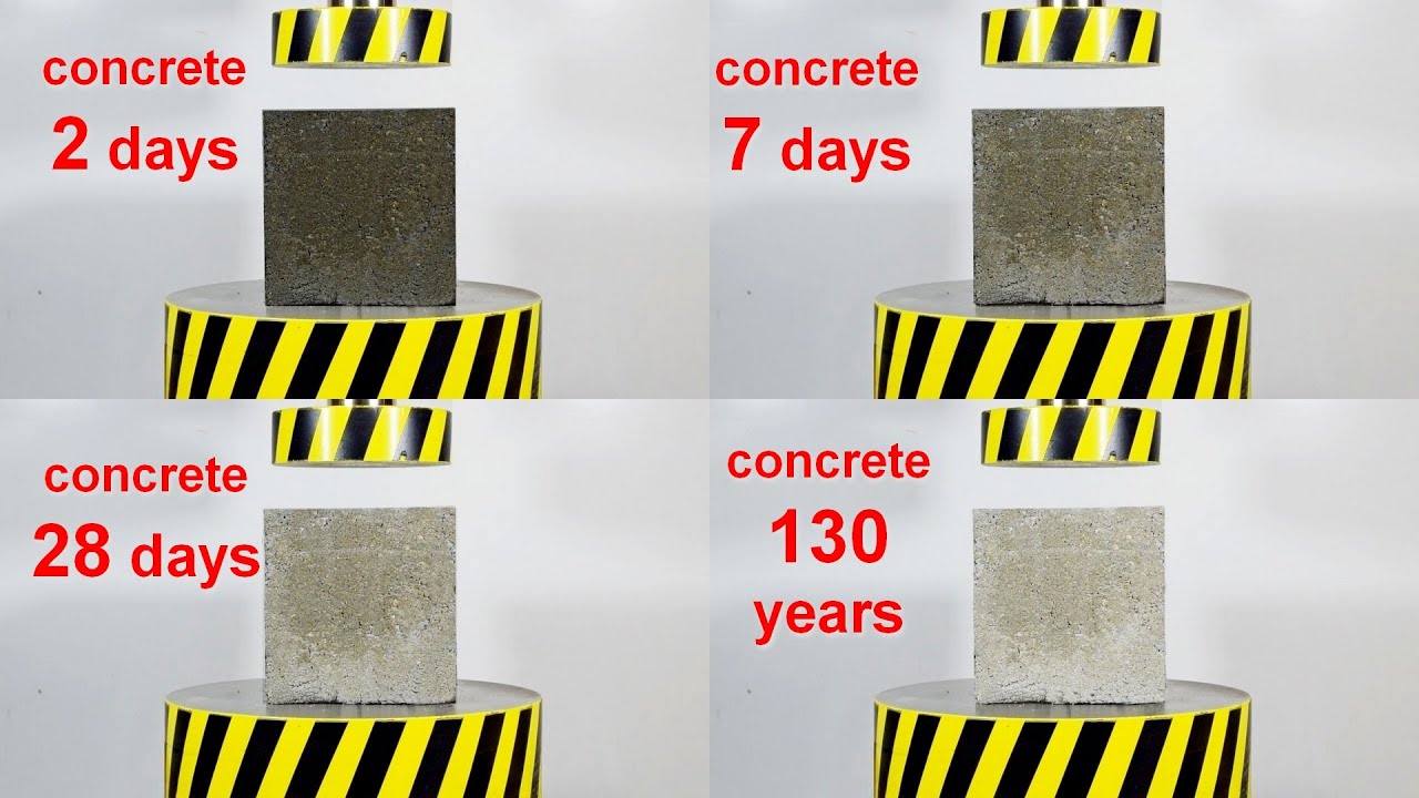 HYDRAULIC PRESS AGAINST CONCRETE OF DIFFERENT AGES