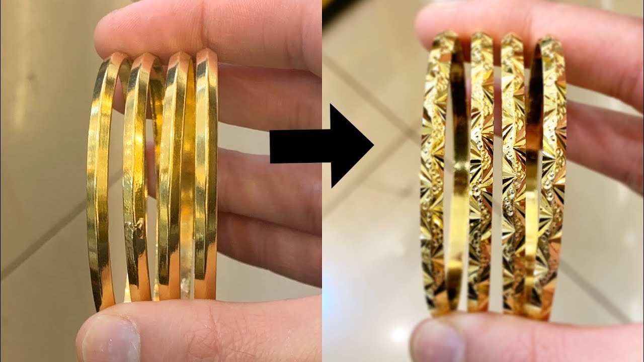 Diamond Cutting 22k Gold Bangles | Gold Jewelry Making | How it's made | 4k Video