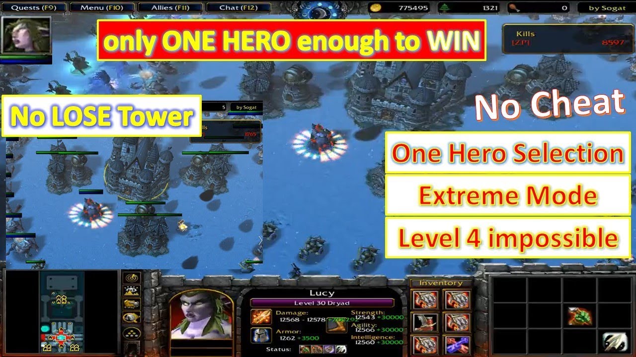 X Hero siege 10.0.2 Only one hero Lucy (enchantress) Solo 8 ways Level 4 impossible Extreme Mode