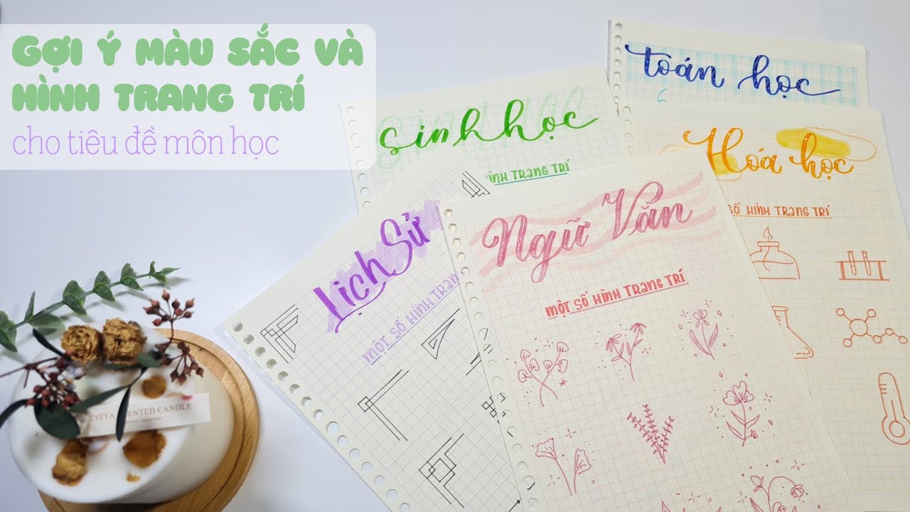 [Trang trí tiêu đề bài học] Gợi ý màu sắc và họa tiết trang trí môn học với Ruột sổ còng Caro 5 màu