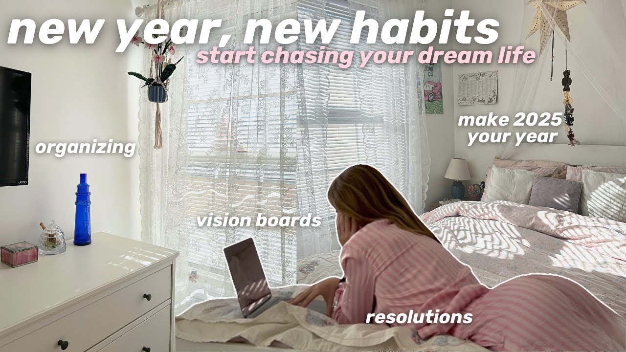 NEW YEAR, NEW HABITS! 🧘🏼‍♀️ let's start 2025 off RIGHT! healthy habits, clean with me, vision board