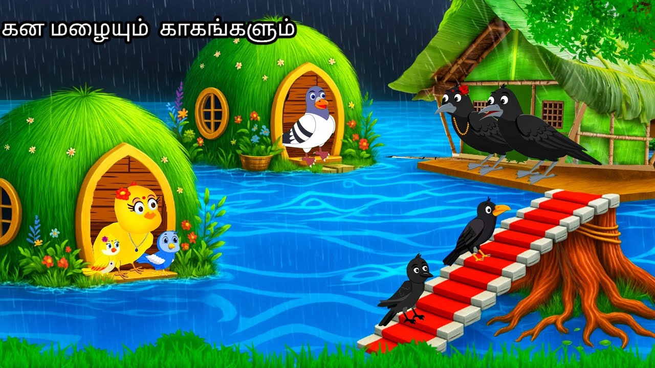 BIRDS MISSING IN RAIN IN JUNGLE STORY /MORAL STORY IN TAMIL / VILLAGE BIRDS CARTOON
