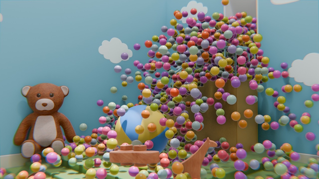 COLORFUL BALLS Play Nice in a Liminal TOYROOM | RELAXING Blender Simulation