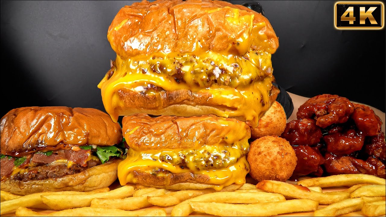 4K MUKBANG ASMR | Frank JR Burger & Korean Beef Garlic Burger 프랭크 JR버거 & 한우 갈릭 버거