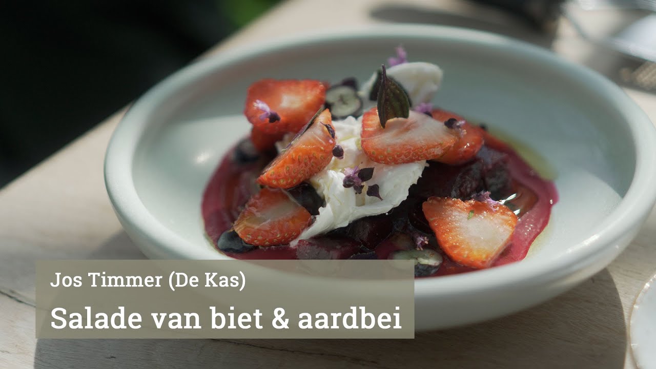 Bieten/aardbeiensalade van Restaurant De Kas