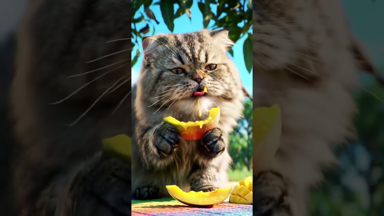 🥭🐱&rdquo;📌 Hashtags:#CuteCat #MangoLover #SummerVibes #FunnyAnimals #CatEatingMango #TropicalMood