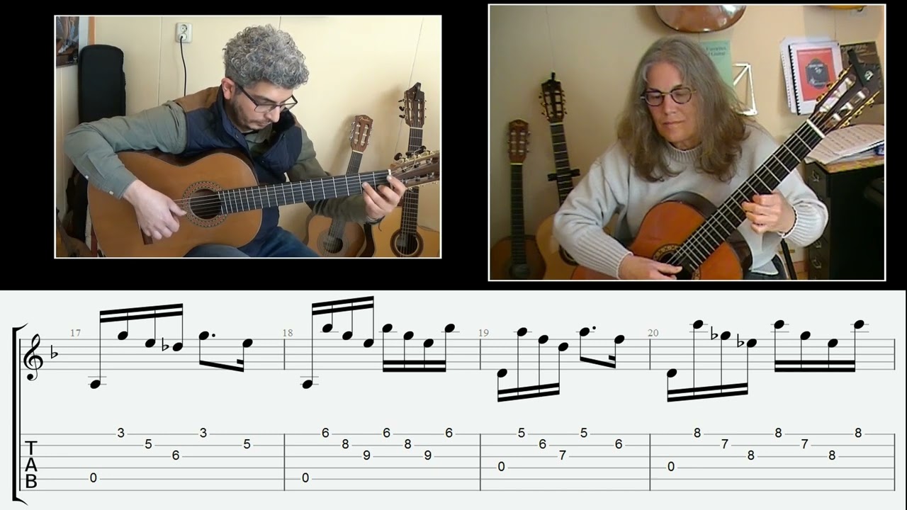 Milonga - Jorge Cardoso, guitar duo, performed by H. Elshami and S. Molenberg, part 2, with tabs