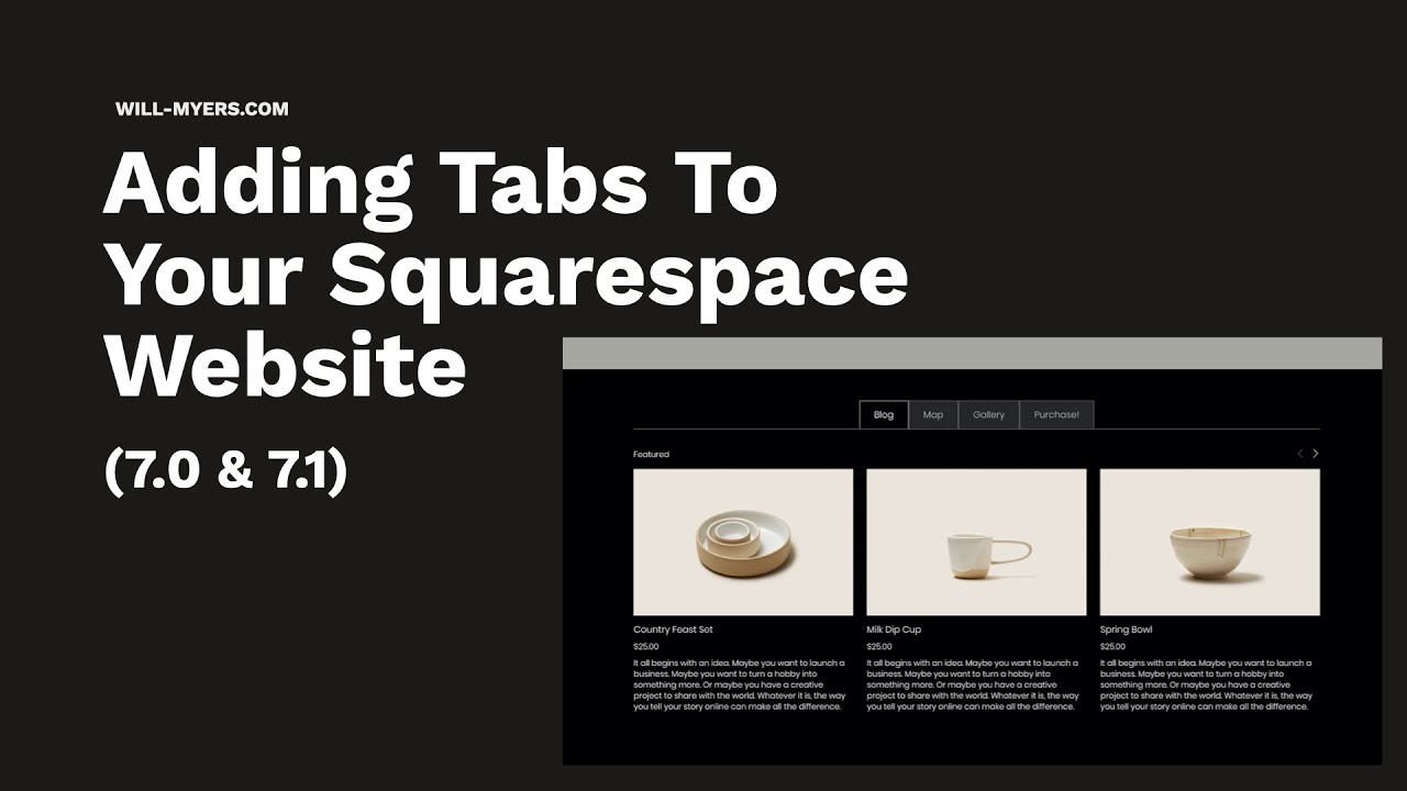 Добавление вкладок на ваш сайт Squarespace (Squarespace 7.0 и 7.1)