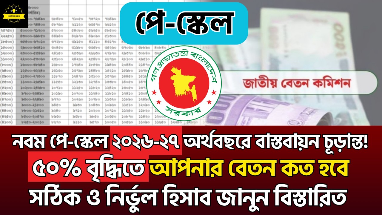 নবম পে-স্কেল ২০২৬-২৭ অর্থবছরে ৫০% বেতন বৃদ্ধির নির্ভুল ক্যালকুলেশন! pay scale 2026 update news today