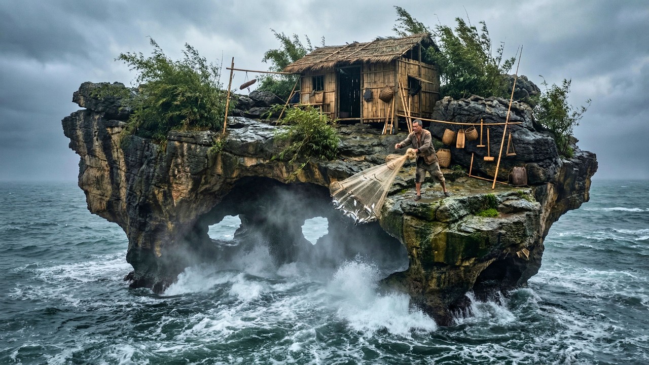 Building Shelter on Remote Island Using Best Primitive Tools, Starting from Zero, Solo Survival