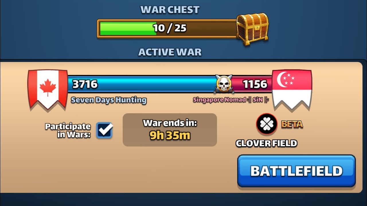 Empires and puzzles war hits clover 7DH vs Singapore Nomad