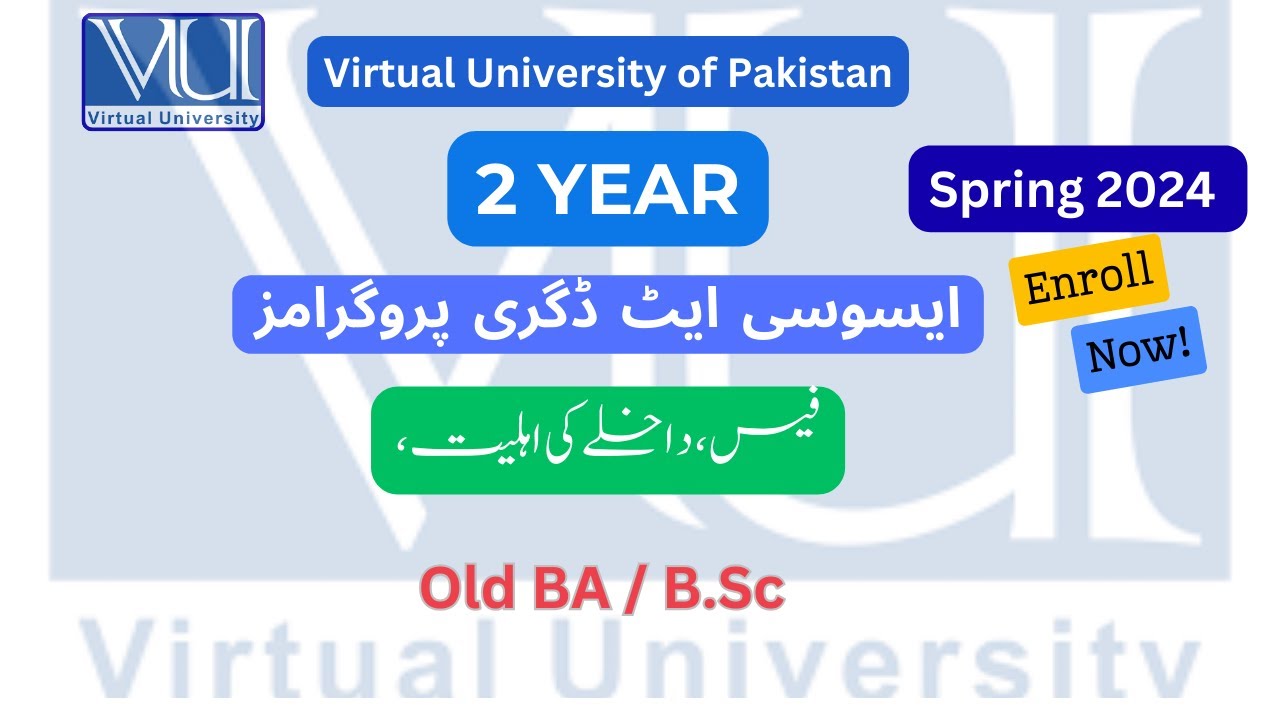 2 year Associate Degree Programs |Fee Structure |Admission Requirements | Spring 2024 Admissions| vu