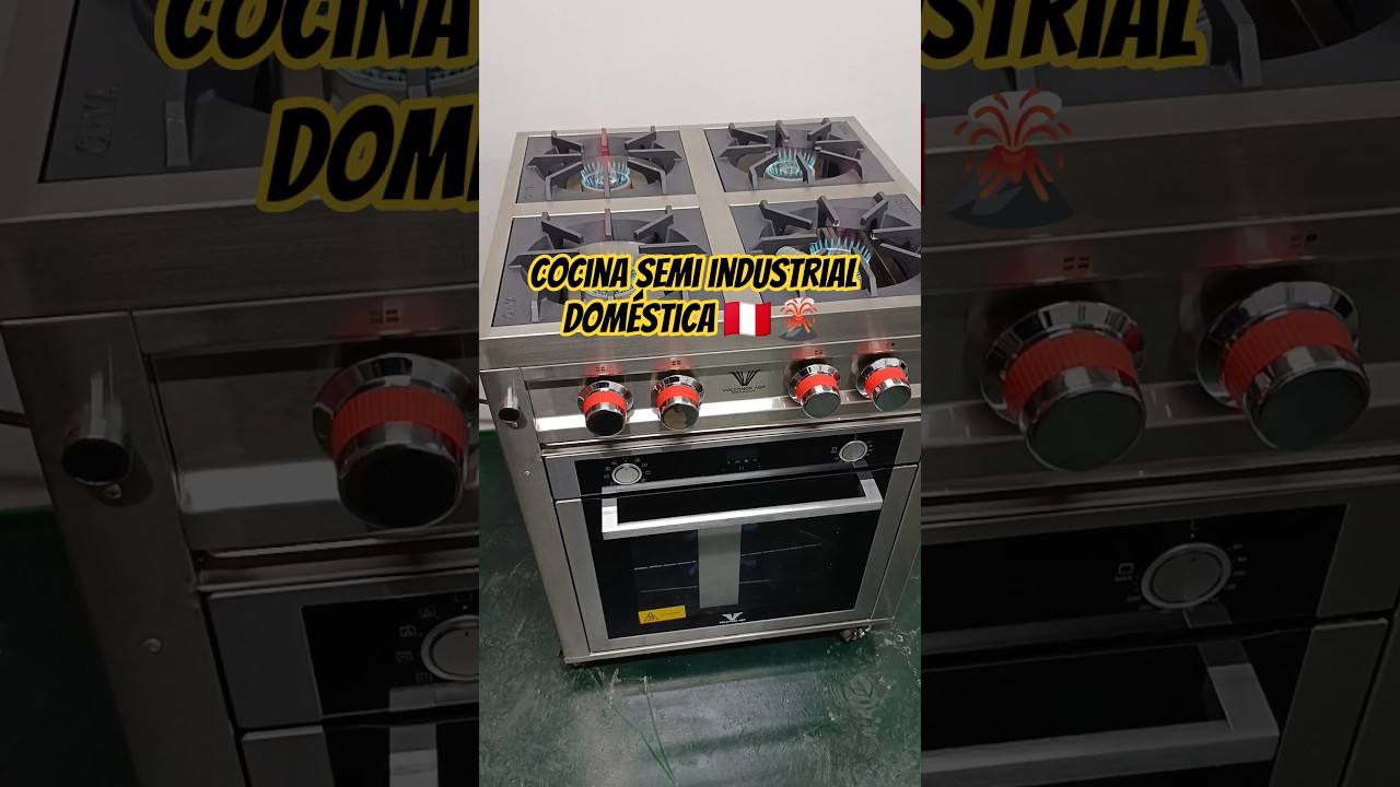 Cocina semi industrial 4 hornillas con horno El&eacute;ctrico #volcanox #cocina #aceroinoxidable #fuego