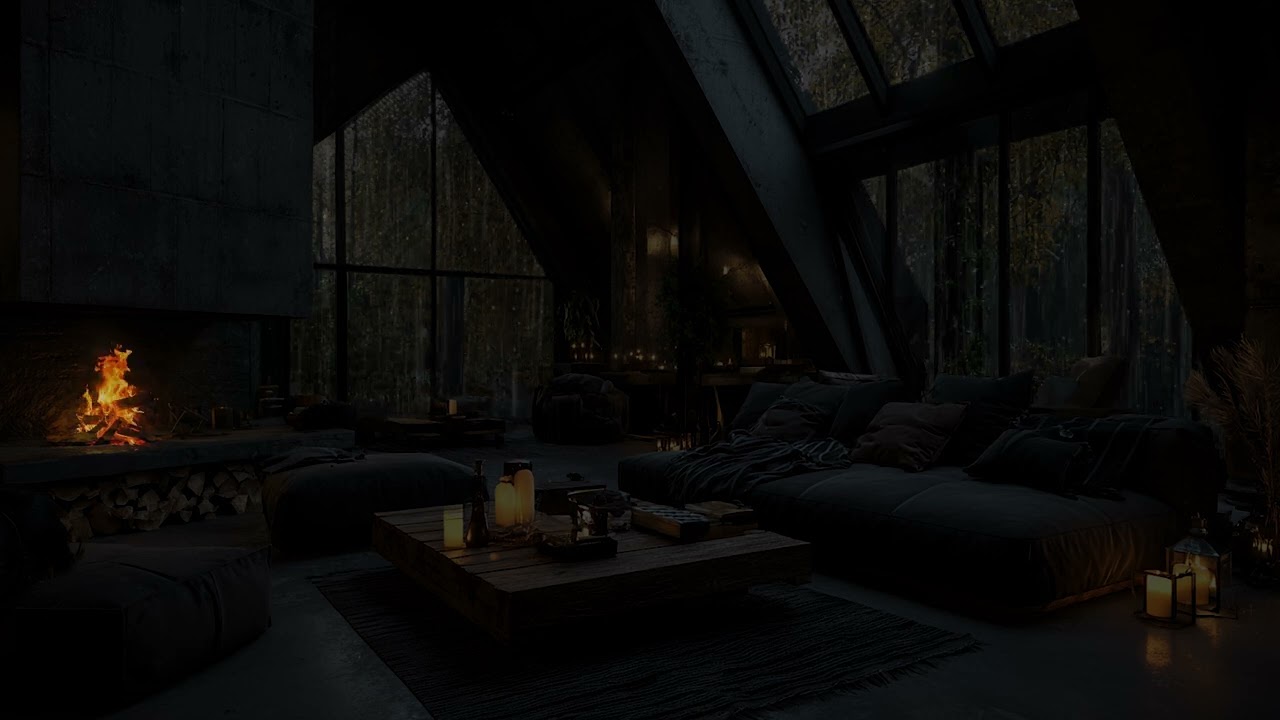 Midnight Rainstorm in a Secluded Wooden Cabin | Immersive Nature Ambience for Calm Mind and Rest