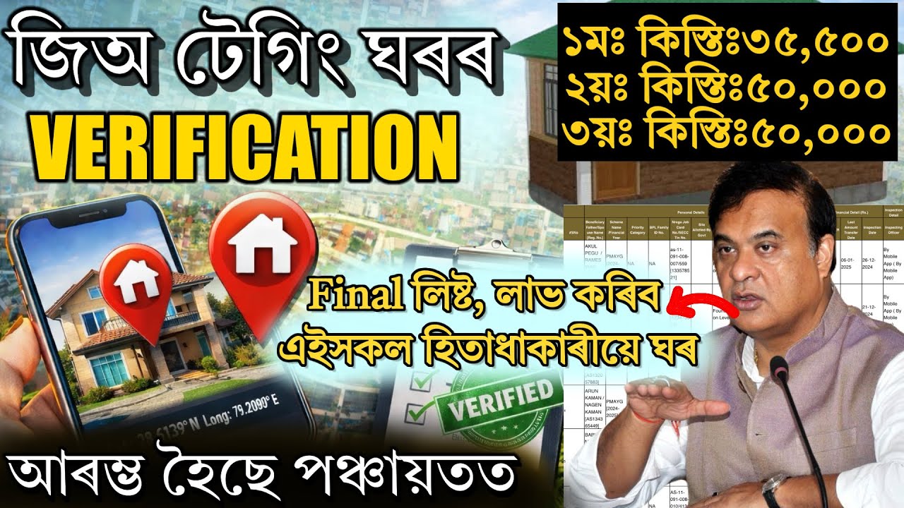 Jio tag house list assam 2026 | pmay house list 2026 assam | sarkari ghar list 2026 assam.