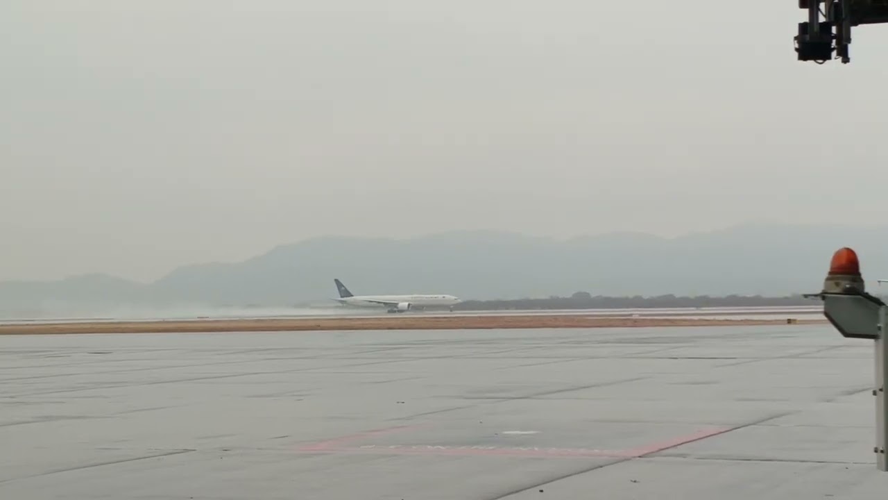 Saudi Airline Taking Off from Islamabad International Airport in Rain #aviation