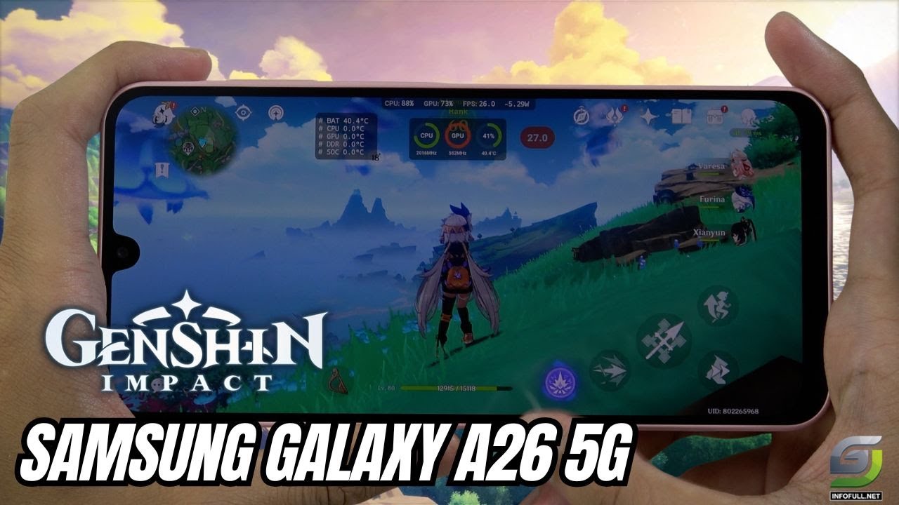 Samsung Galaxy A26 test game Genshin Impact Max Graphics | Exynos 1380