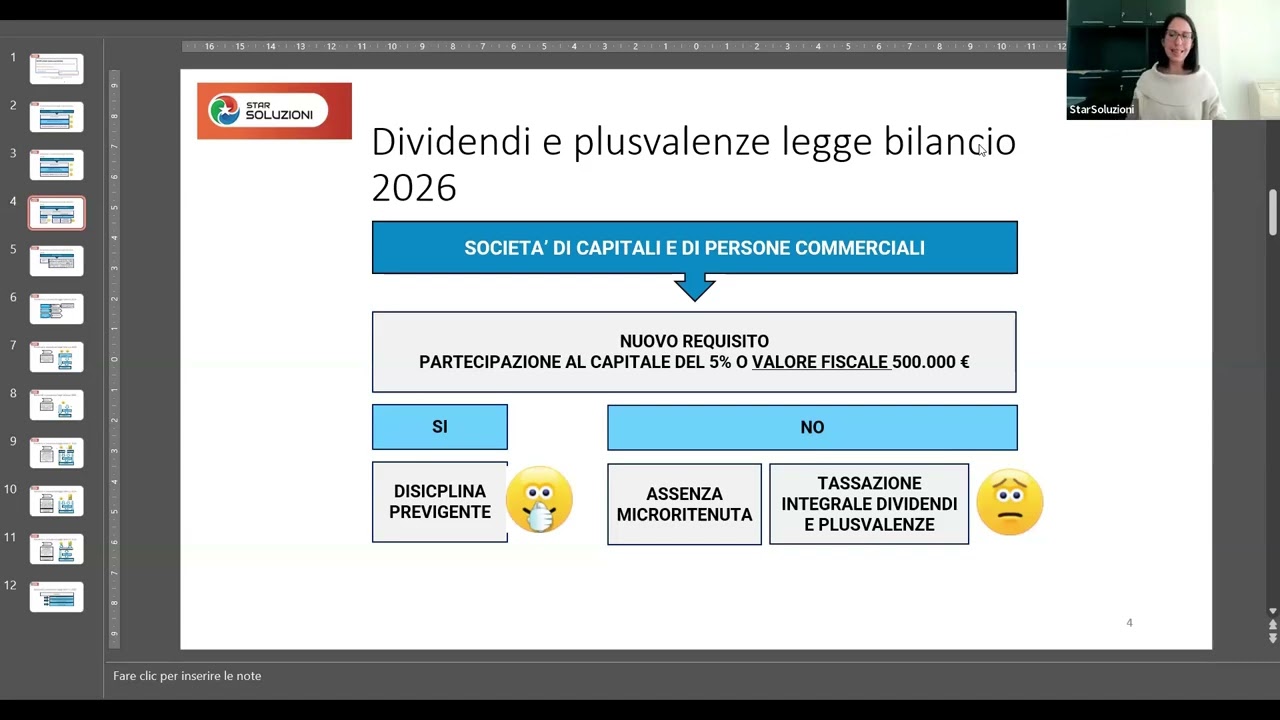 Webinar Approfondimento 26 Gennaio 2026 Novità 2026 su dividendi