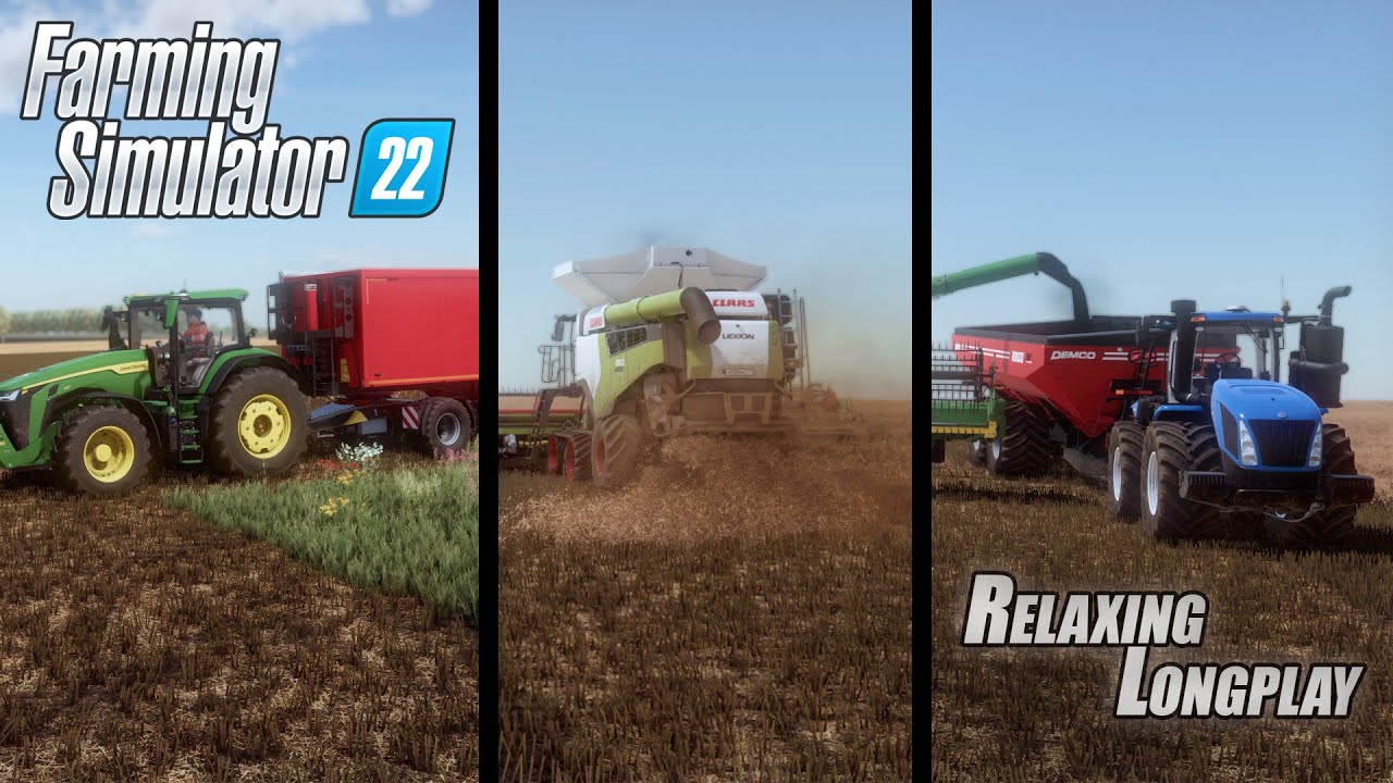FS22 // Relaxing Longplay // Новгородовка // Уборка большого поля рапса // Claas John Deere FENDT NH