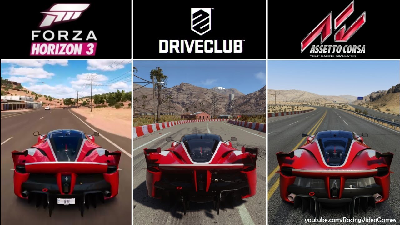 Forza Horizon 3 vs. DriveClub vs. Assetto Corsa | Ferrari FXX K SOUND Comparison (PS4 & Xbox One)