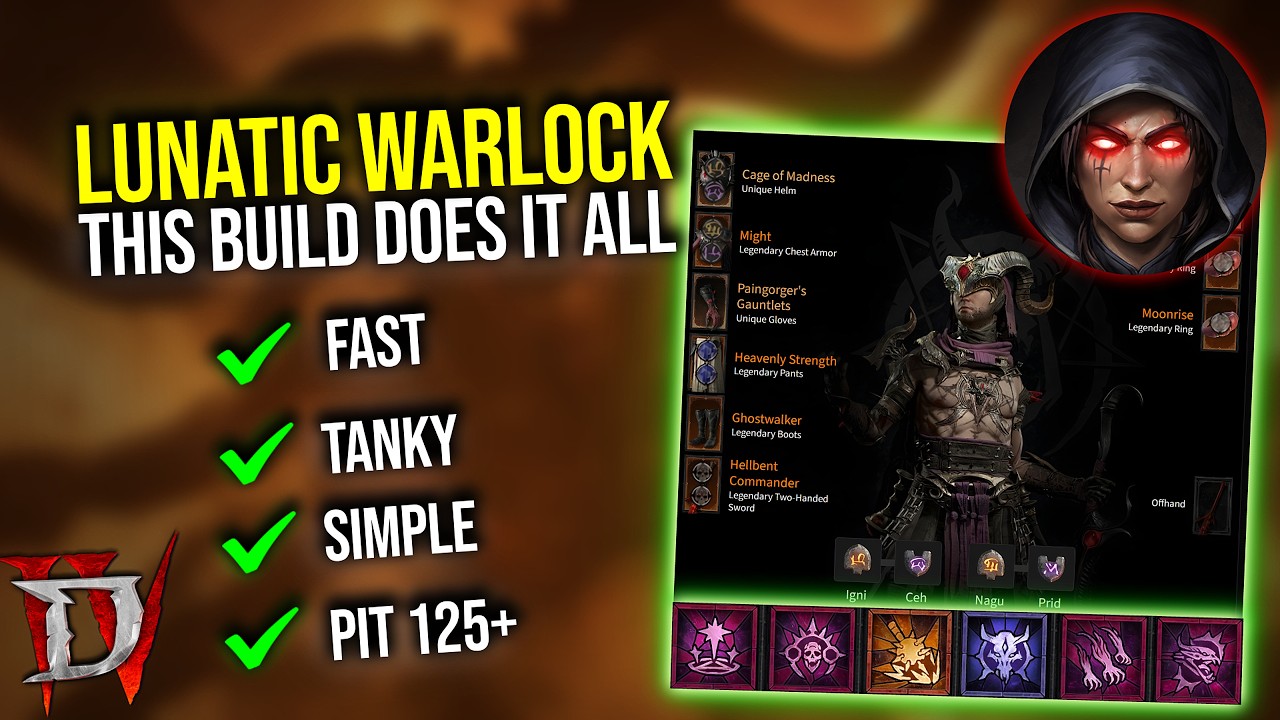 Diablo 4 - MY FAV NEW BUILD: LUNATIC WARLOCK