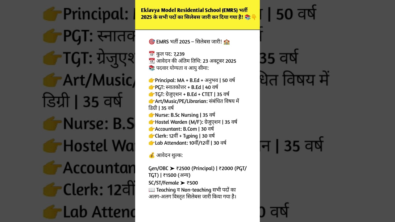 EMRS Vacancy 2025 Notification Out | EMRS Vacancy Eligibility, Syllabus, Age Limit | Rahul Sir