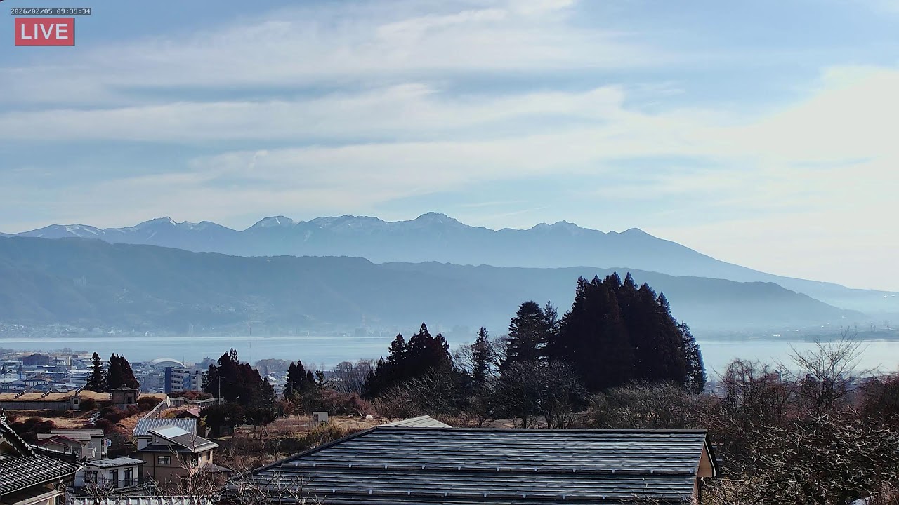 ４Ｋ【LIVE】諏訪湖八ヶ岳ライブカメラ１　信州　諏訪盆地　 Live stream in Lake Suwa Nagano Japan