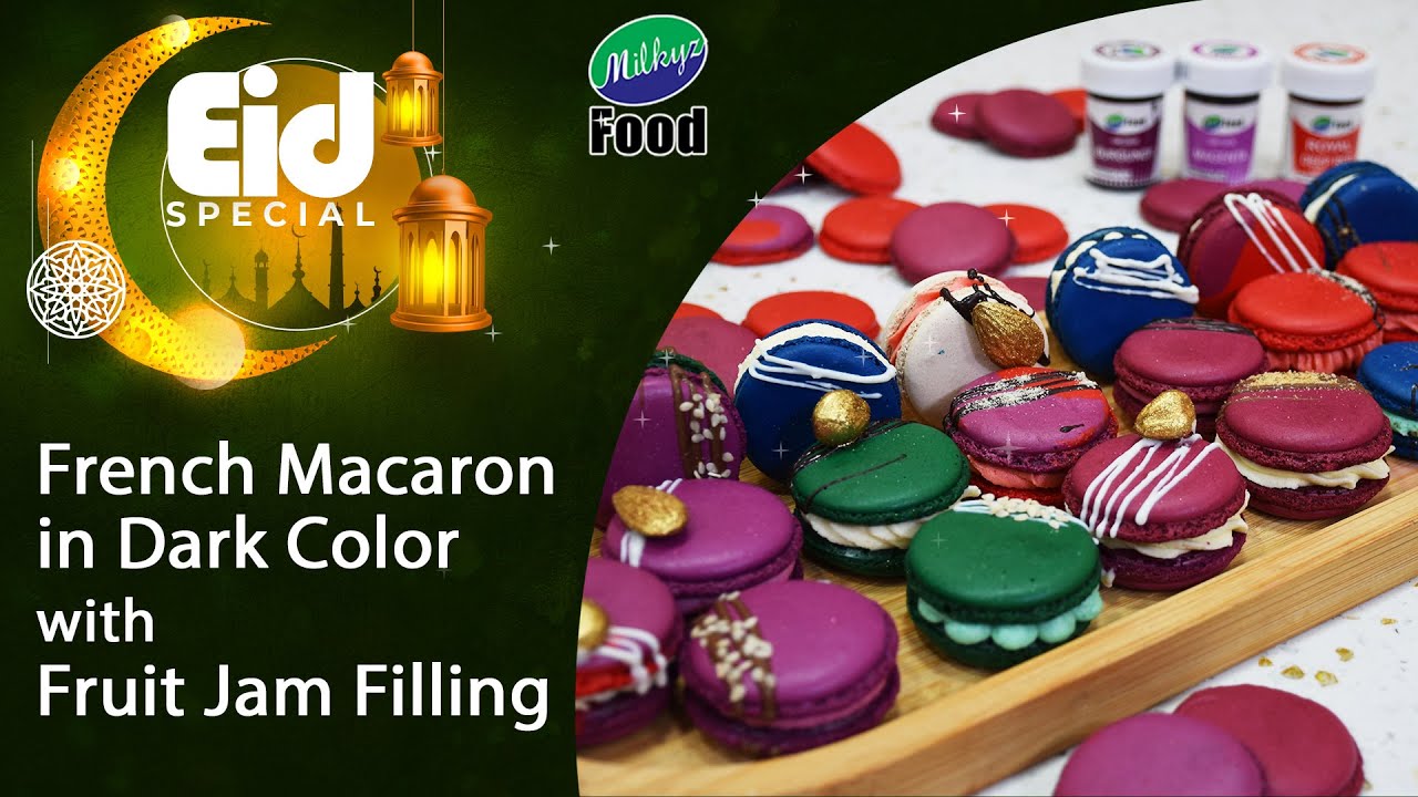 French Macaron in Dark Color with Fruit Jam Filling | Chef Unaid | Milkyz Food
