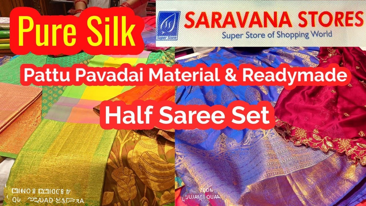 Pure Silk Pattu Pavadai Material, Readymade Paavadai,Sattai, Half Saree Set All Age Group Girls