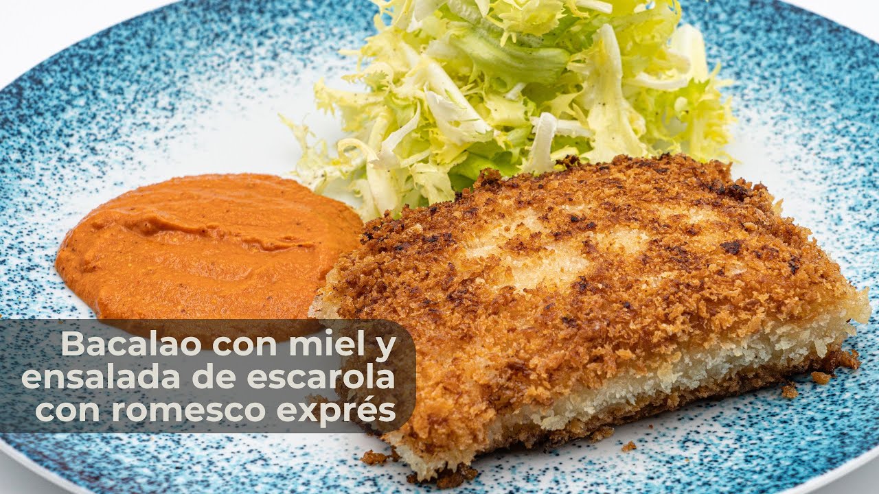 Bacalao con miel y ensalada de escarola con romesco exprés 🐟🍯🥬 | Hermanos Torres