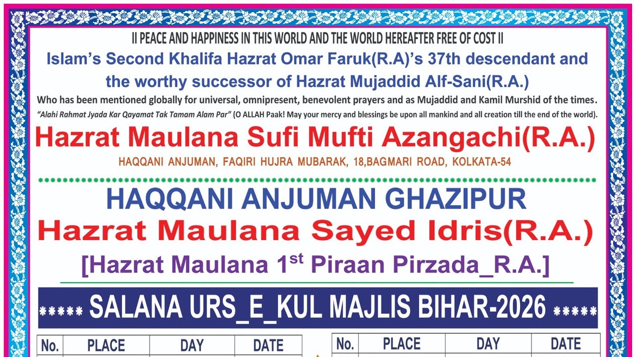 Salana Urs_e_Kul Majlis Bihar-2026 At-Kirni 31/01/2026 HAQQANI ANJUMAN