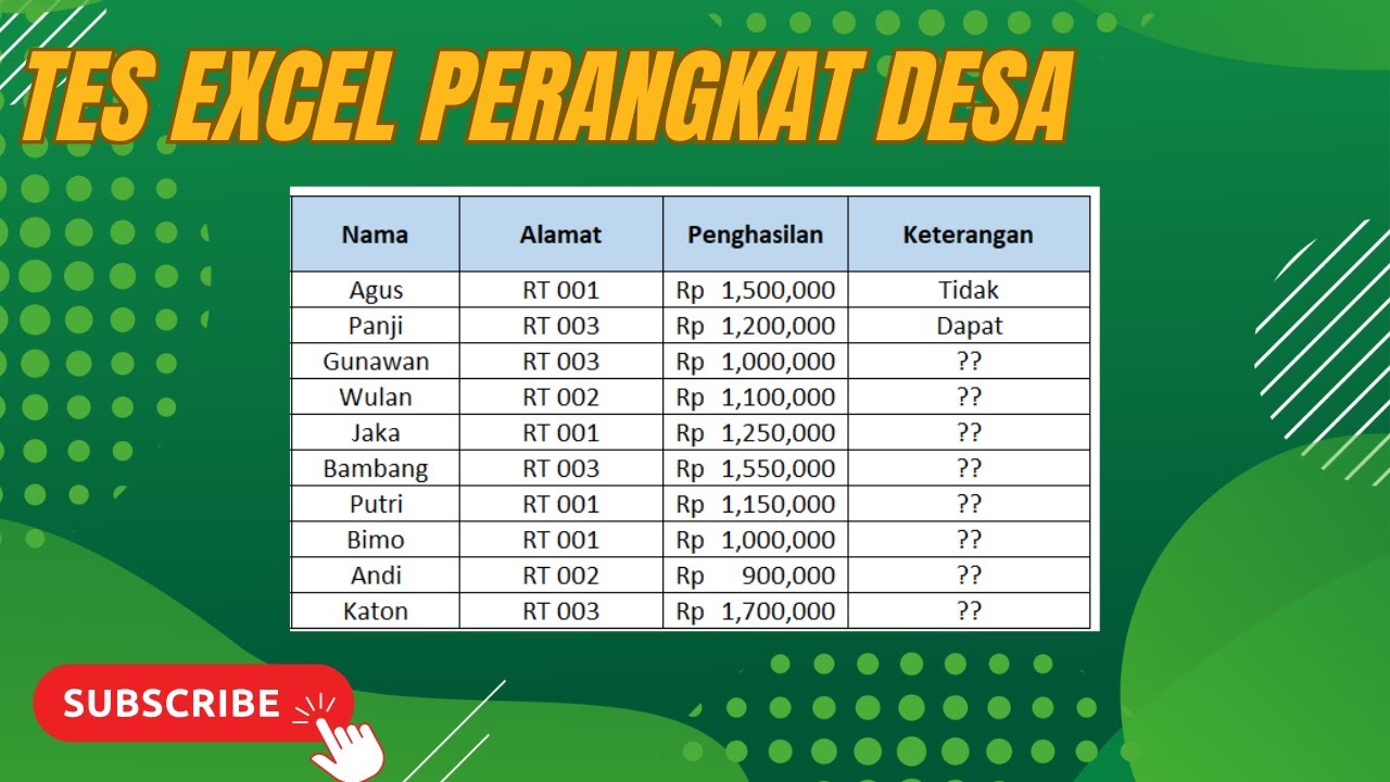 Tes Excel Perangkat Desa | Soal ke 4