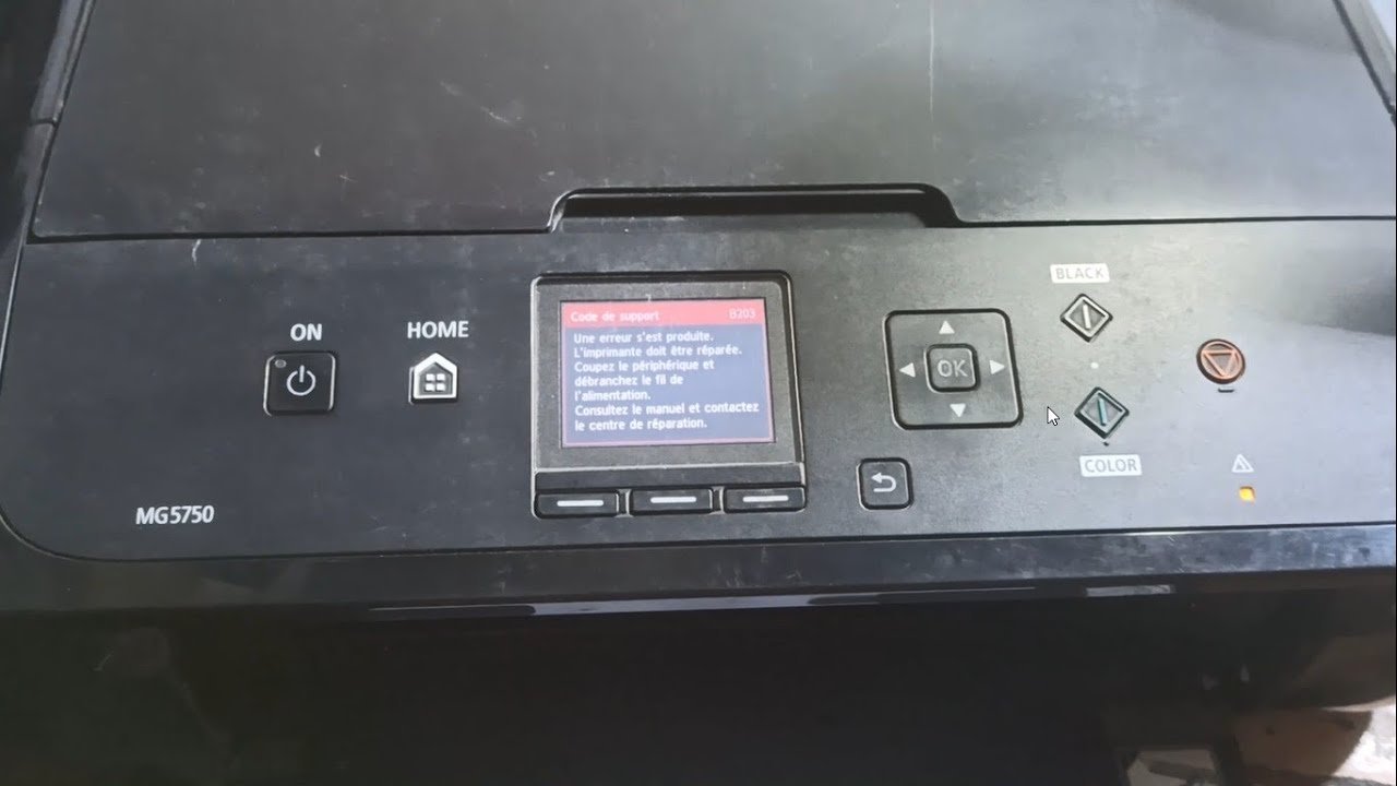 code de support b203 repair canon pixma mg 5750 حل خطأ موت راس طابعة كانون