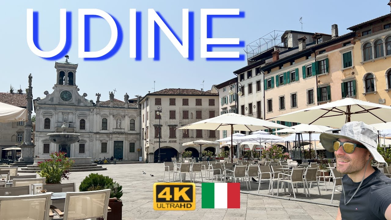 Udine ITALY Virtual Street Walk Tour 4K, Amazing City in Italy