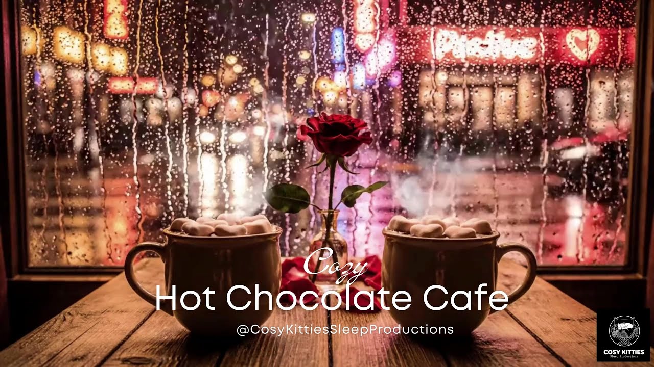 Romantic Valentine's Cafe Ambience 🌹 Rain & Thunder for Sleep & Date Night (No Talking)