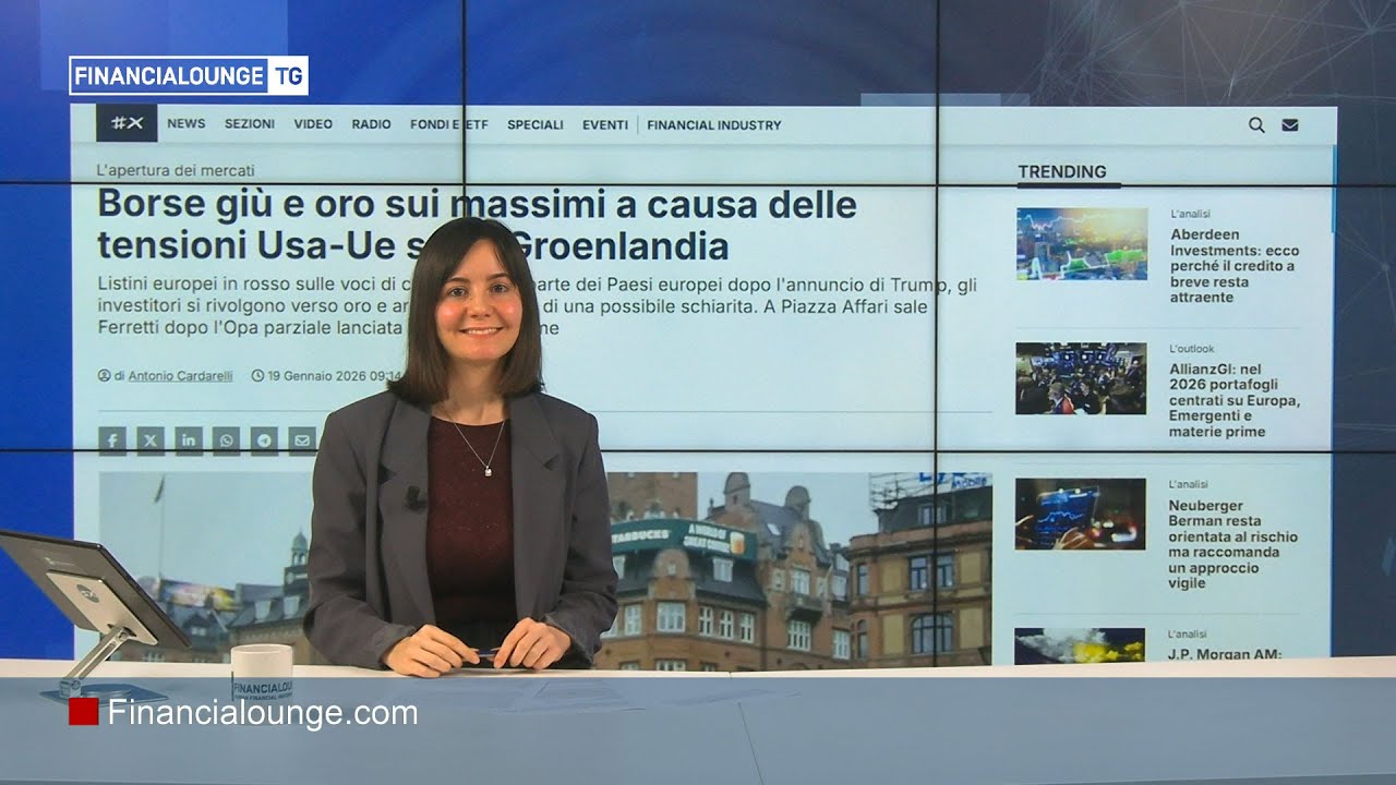 Borse europee in rosso con tensioni Usa-Ue sui dazi per la Groenlandia, Opa parziale su Ferretti